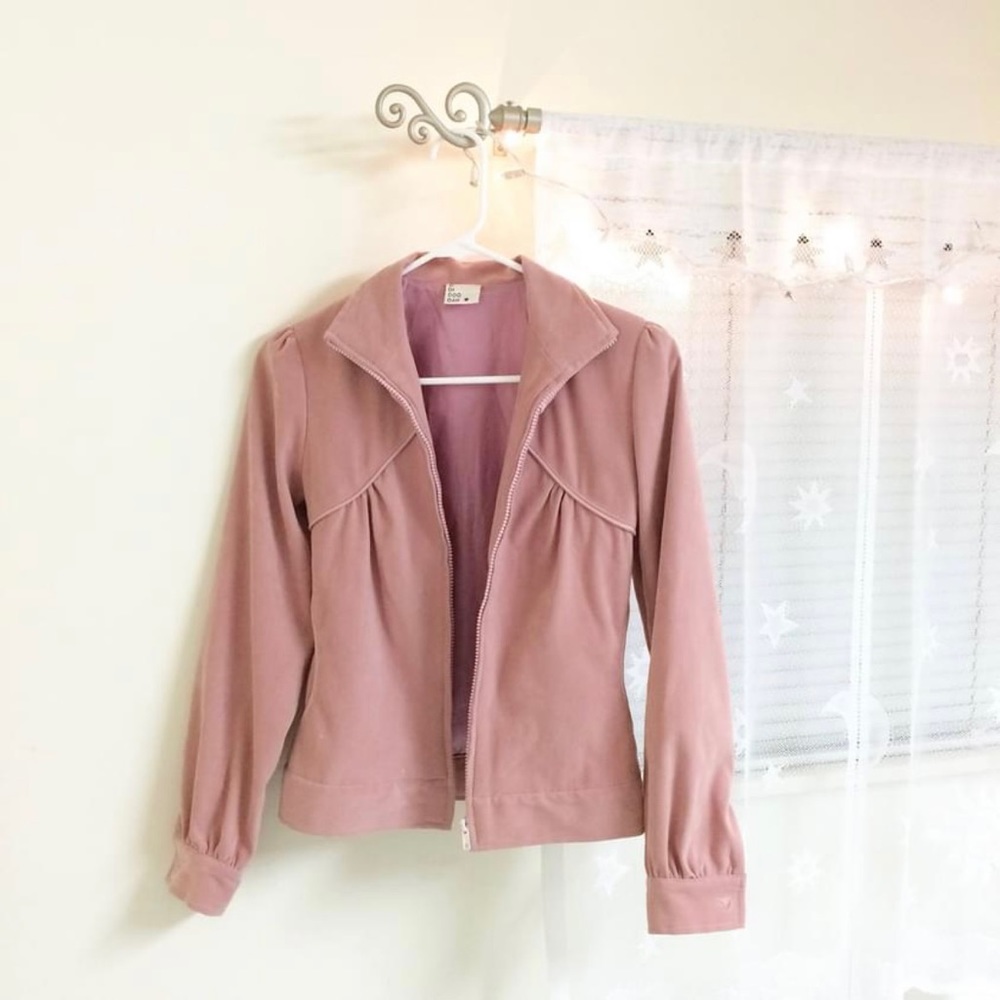 Blush muted pink blazer zip up jacket womens (size xs-s)